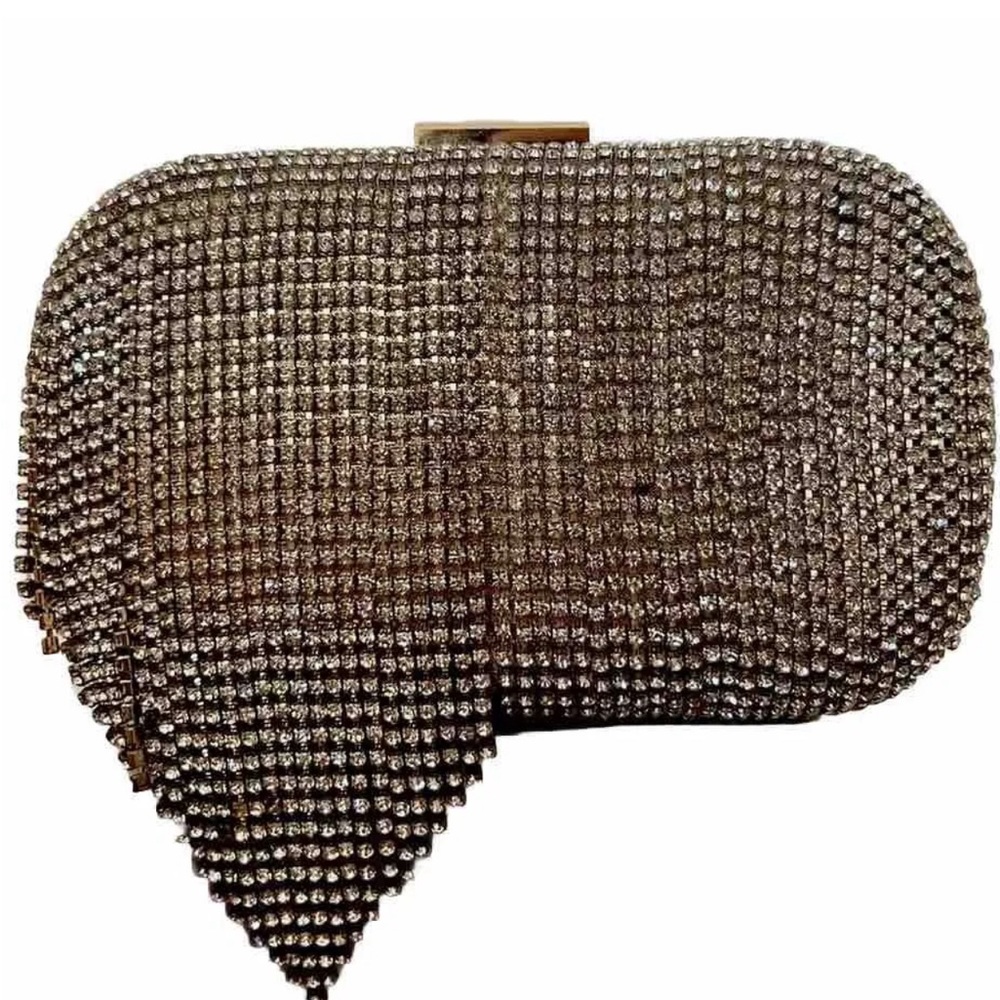 Marciano Luxury Rhinestone Fringe Clutch Handbag